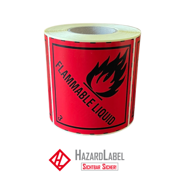 Hazard Label Class 3, 10x10 cm, Paper, FLAMMABLE LIQUID